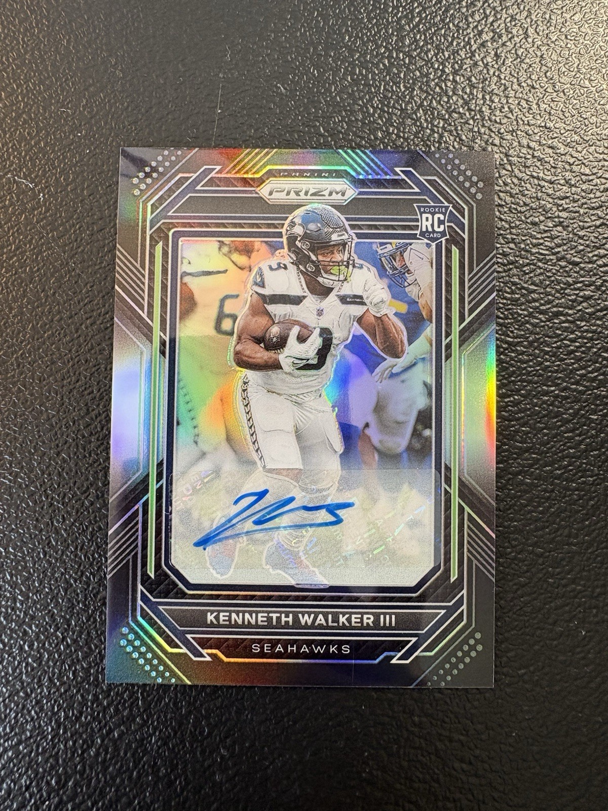 KENNETH WALKER III 2022 CHRONICLES PRIZM BLACK ROOKIE SILVER RC AUTO #PB-19