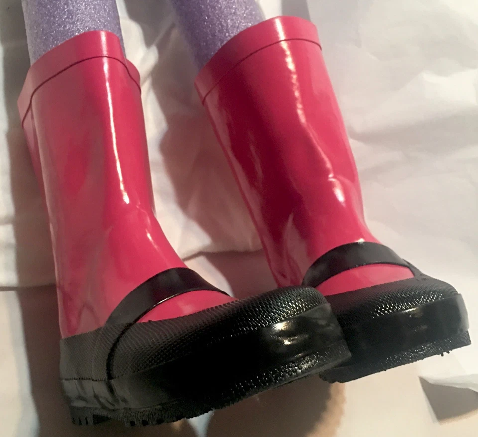 Girls Hot Pink Mary Jane Rubber Rain Boots Corkys size 11 - Image 3 of 4