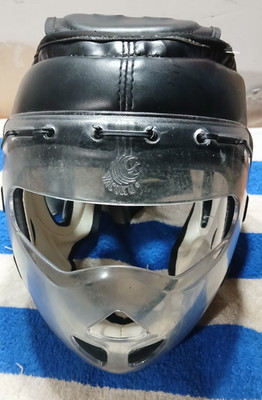 Wacoku Black Sparring Helmet Visor Plexiglass Mens Martial Arts Protection EUC