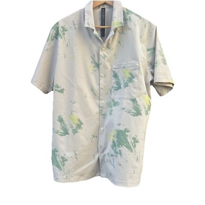 Lululemon Shirt Mens Large Gray Airing Easy Button Up Casual Camp Green Yellow
