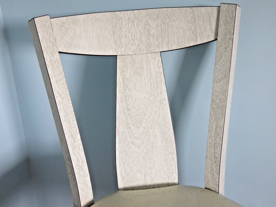 Vtg CUSTOM MCM 60s WHITE FORMICA CHAIR WITH VIVID GREY WOOD GRAIN - Image 3 of 4
