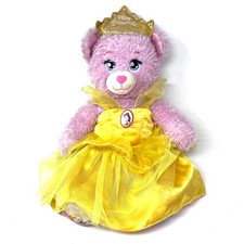 Build a Bear Disney Princess Pink Kitty Cat Plush Yellow Belle Dress with Sound