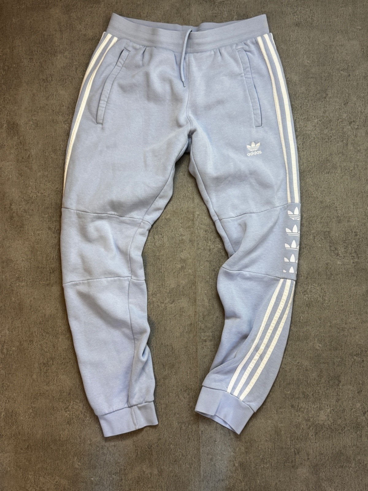 Adidas Originals Sweatpants M Light Blue Sweatpants Trefoil 3-Stripes Joggers Y2K