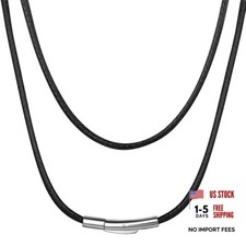 Waterproof Braided Black Leather Necklace Cord with Clasp, Men Women DIY Rope
