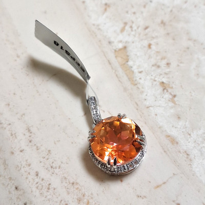 Gemporia Padparadscha Farbe Quarz und Topas, Sterling Silber Anhänger - Neu.