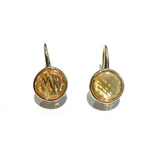 Orecchini a Monachella Zirconi tipo Topazio Citrino Argento Placcato Oro