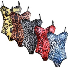 Womens Bodysuit Cha-cha Costume Ballet Jumpsuit Competition Leopard Dancewear