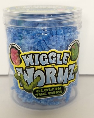 BLUE Wiggle Wormz by Ja-Ru, Glow in the Dark Squishy Stretchy Worms Fidget Toy