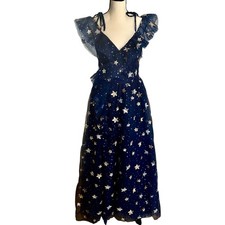 Vestido Mystic Celestial Fairy Tale Lentejuelas Princesa Polvo de Estrellas Azul Marino Con Volantes M