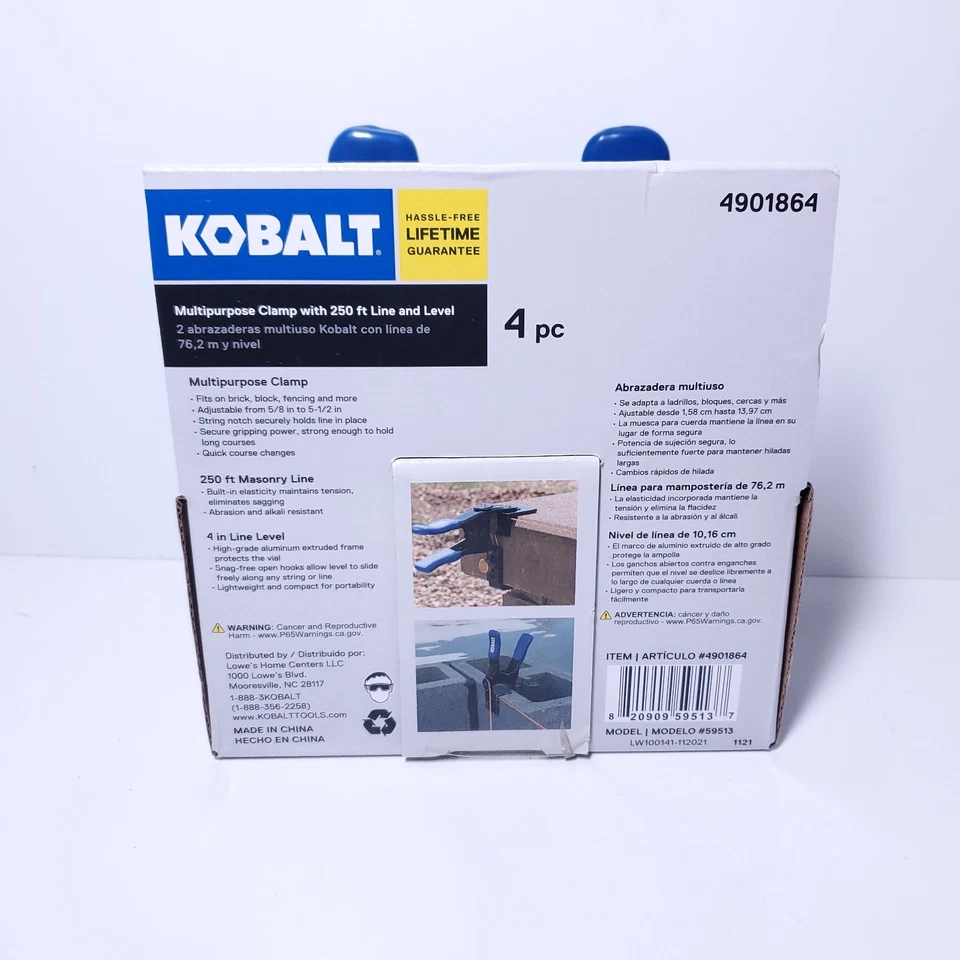 Kobalt 4 Piece Multipurpose 2 Clamps Level and String Set new - Image 2 of 2