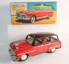Vintage Asahi Toy Japan Tin Friction Station Wagon with Box
