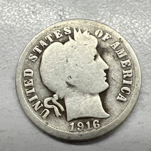1916 Barber Liberty Head Dime 90% silver Actual coin Worth To Fill A Spot