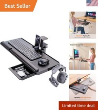 Klearlook Keyboard Tray – Spacious Holder with Wrist Rest & C-Clamp Installation