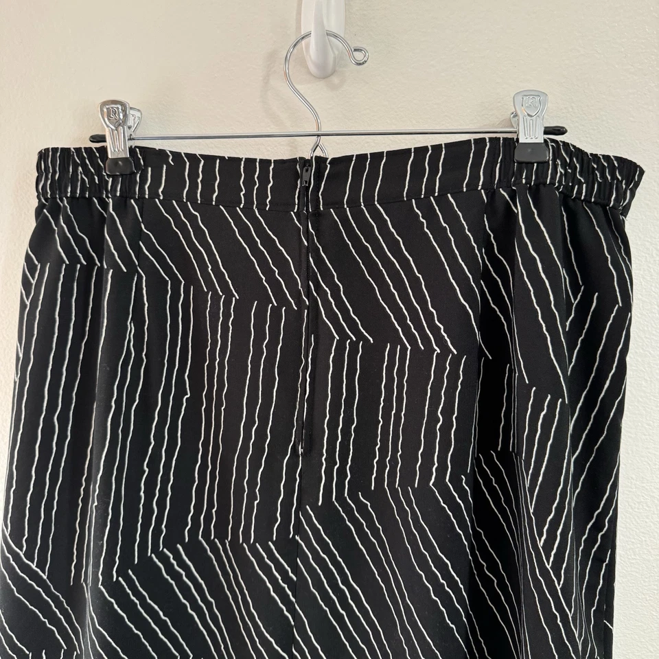 复古 90 年代 Y2K Sag Harbor 长裙 16 花卉黑色白色红色条纹雪纺 — 第 4/4 张图片