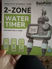 NEW RainPoint Programmable 2 Zone Water Timer - Model Number ITV205