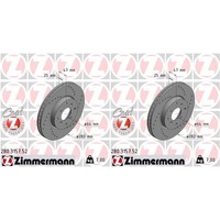 2X Zimmermann Sport Bremsscheiben 282Mm Gelocht Vorne Passend FüR Honda Accord
