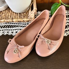 Sam & Libby Womens Mauve Pink Bow Ballet Flats Round Toe Logo Charm Size 10