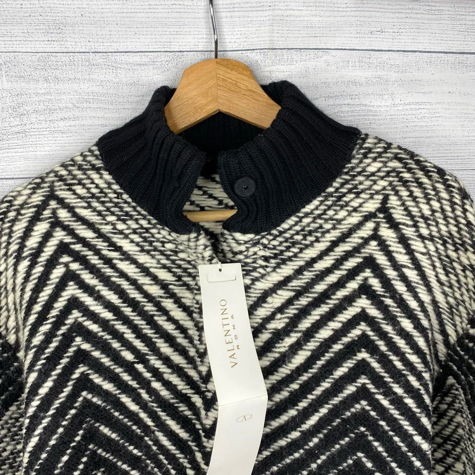 Valentino Roma NUEVO STOCK ANTIGUO Lana Angora Chevron Suéter Cárdigan 42 10 DEFECTOS Foto 3 de 4