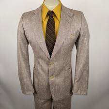 Vintage 60s 70s Leisure Suit Mens 38 Jacket 30 31 Pants Flecked Disco MCM Mod