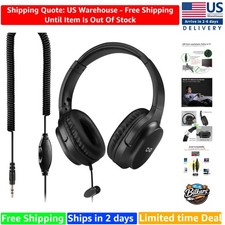 Extra Long Coiled Cord Headphones with Volume Control for TV  Universal Devices