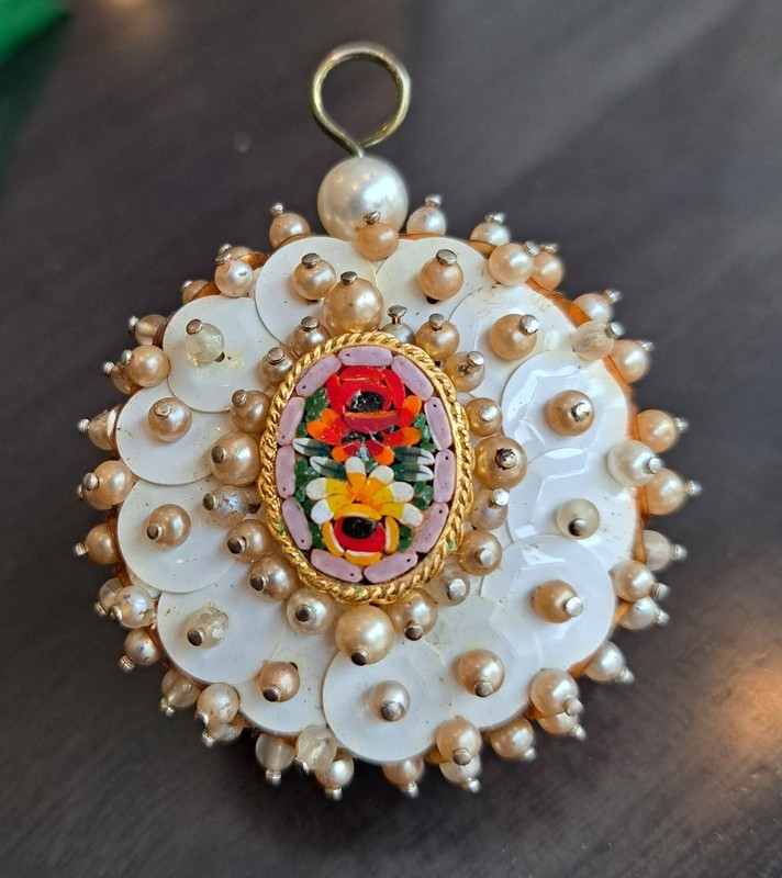 MCM Floral Micro Mosaic Fancy Beaded Push Pin Sequins Handmade X-MAS Ornament