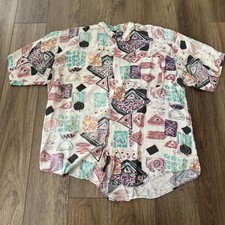Vintage 90s Abstract Geometric Art Button Up