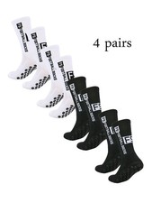 4 Pairs Men's Grip Soccer Socks, Anti-Slip Athletic Socks for Sports Football