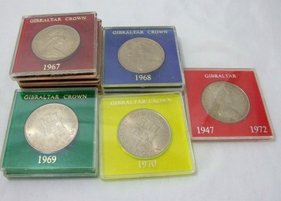 10 x 1967-1972 Gibraltar Crown UNC Cased Coin Collection - siehe Details für AUSGABEN