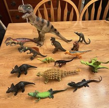 Large Lot of 15 Toy Dinosaurs Various Species Brands Sizes