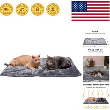 Luxury Quilted Faux Fur Self-Warming Bed for Cats  Small Dogs - Portable Gray