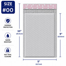 00 5"x9" Padded Bubble Mailers Waterproof Mailing Bags Gray Shipping Envelopes