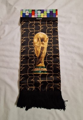 Official FIFA World Cup 2026 Unisex Futbol Soccer Scarf -Black Gold w/WC Trophy
