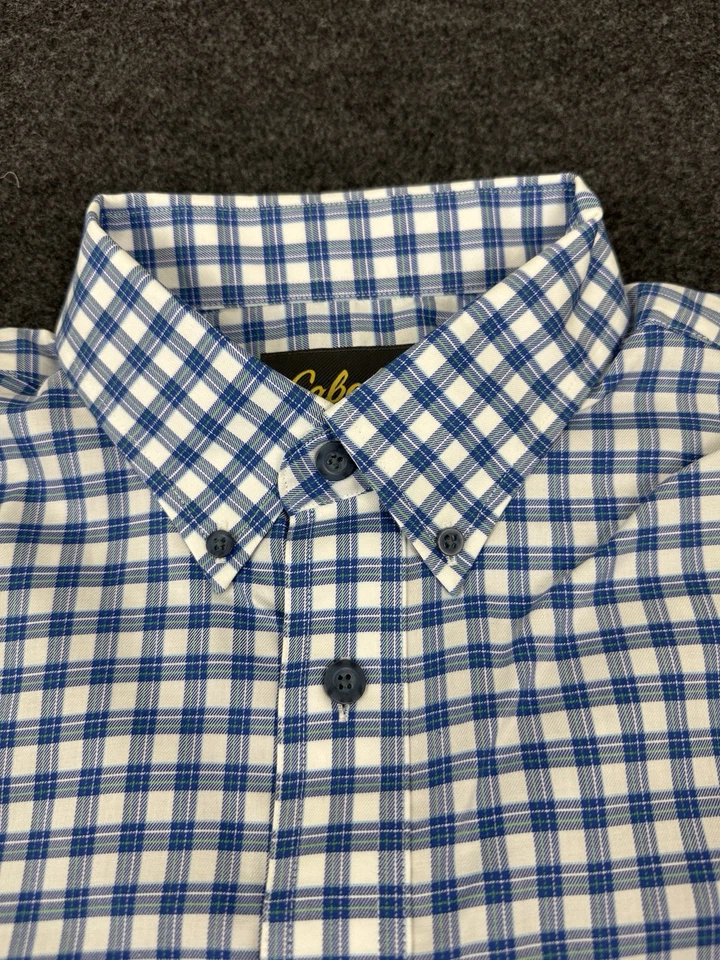 Mens Cabelas Blue Green Soft Canvas Trail Shirt Large 100% Cotton - Image 3 of 4