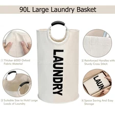 90L Large Foldable Storage Laundry Hamper/Dirty Clothes Basket/Foldable Wash Bin