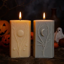 Moon Phases Rituals Witchcraft Black Magic Crone Pillar Candle Silicone Mould