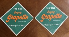 Lot Of 2 Vintage Grapette Soda Pop Advertising Sticker Decal Damage Display Sign