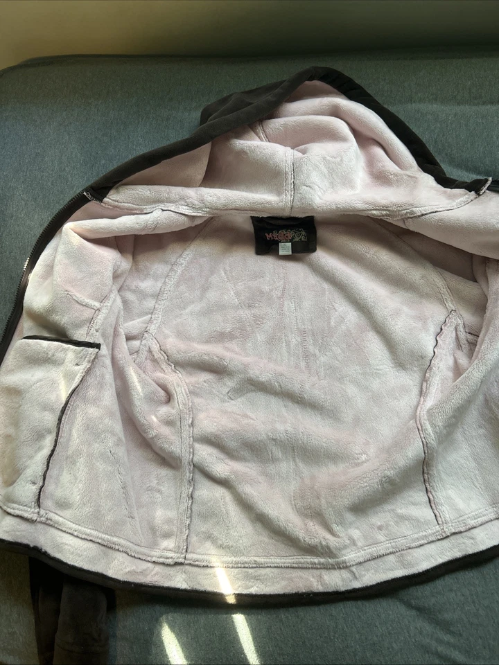 Moletom com capuz vintage Mudd com zíper tamanho XL marrom e rosa - Imagem 4 de 4