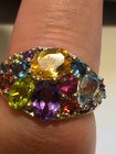 VINTAGE STERLING SILVER .925 MULTI GEMSTONE RING SIZE 8.75 — photo 1