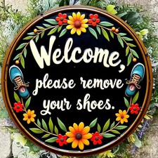 Tin Metal Signs Home D cor Style, Vintage-style "Please Remove Your Shoes" a We