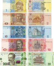 Ukraine set of 5 banknotes 2013-2016 UNC 1, 2, 5, 10, 20 hryvnia
