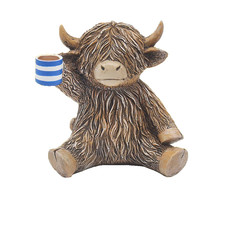 Brew Happy Highland Cow Cuppa Tea Ornament Home Décor Ornament 10 x 8 cm LP76230