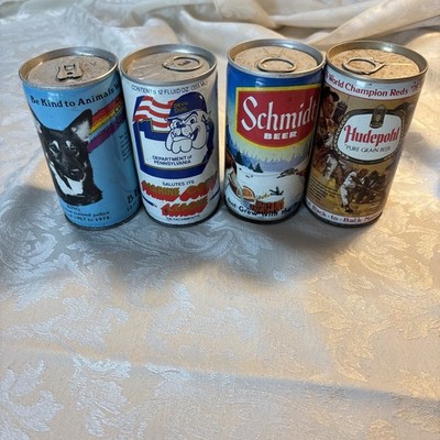 Lot Of 4 Vintage Metal Empty Beer Cans Pictured