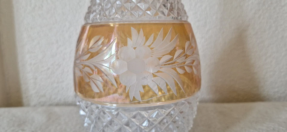 BOHEMIAN STYLE CLEAR & AMBER CRYSTAL DECANTER 1100ml - Image 3 of 4