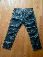 $395 EXCELLENT NSF GREEN LEAF PRINTED CROPPED PANTS 100% COTT. MADE IN USA SZ 32