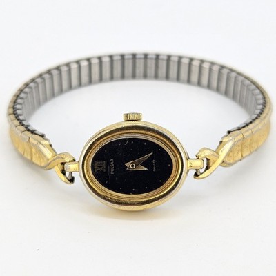 VTG Pulsar Women Watch 16MM Black Dial Gold Expandable Band 6'' New Battery