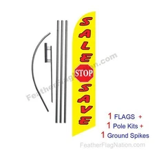 Sale Stop Save 15' Feather Banner Swooper Flag Kit with pole+spike