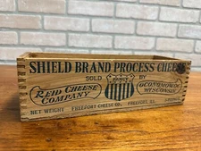 Vintage Shield Brand Cheese Reid Cheese Co Box Oconomowoc, Wi. & Freeport