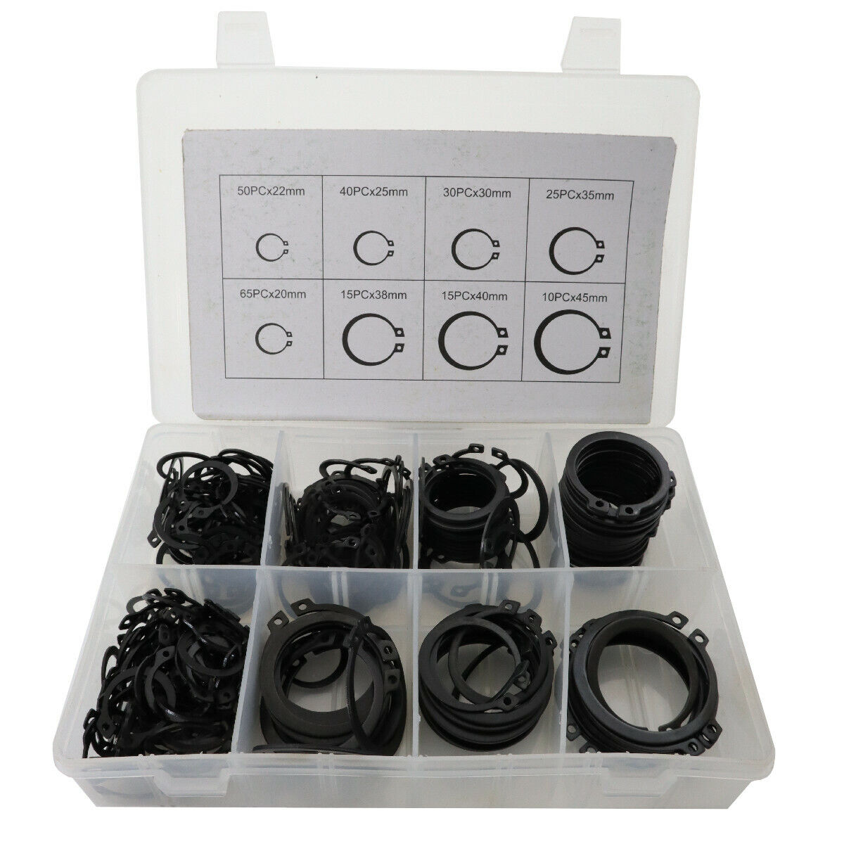 Toolzone 250Pc External Circlip Assortment Retaining Snap Rings Clips 20-45mm
