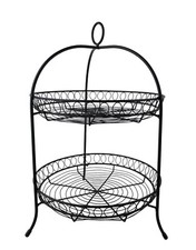 Black Wire 2 Tier Fruit Basket Cupcake Pie Cooling Rack Stand 12x12x14"