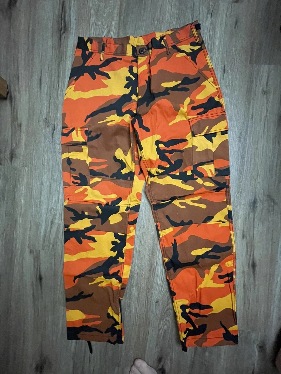 MENS ORANGE CAMO ROTHCO Military BDU Pants - Army Cargo Fatigue Camouflage  Camo